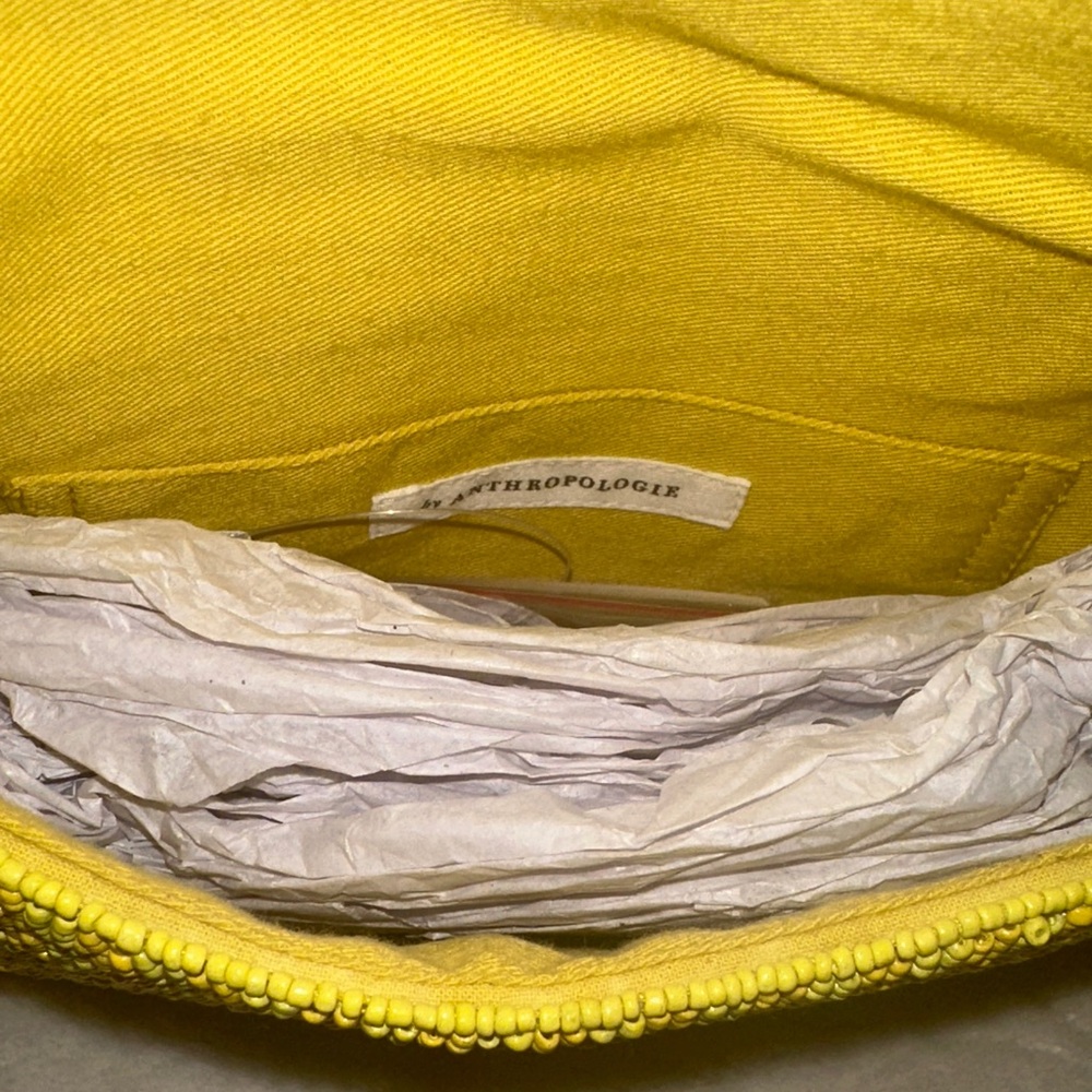 Anthropologie THE FIONA BEADED BAG: GEOMETRIC EDITION Yellow Shoulder Bag - Picture 7 of 7